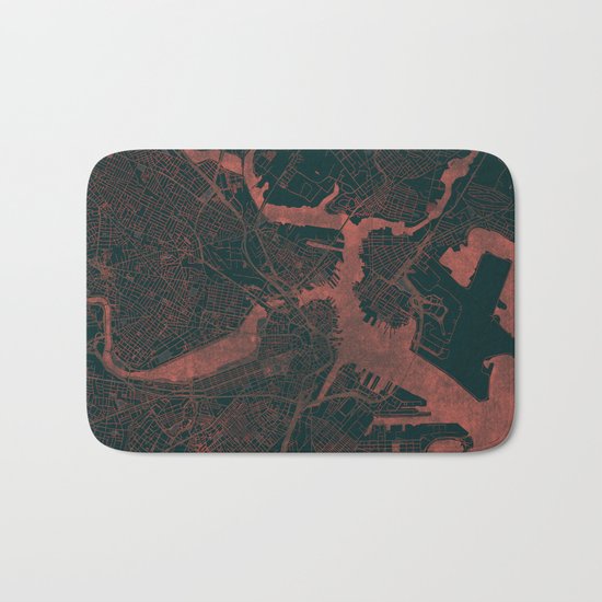 Boston Map Red Bath Mat