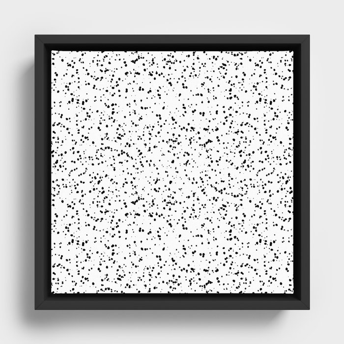 Speckles I: Double Black on White Framed Canvas