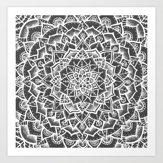 Grey Mandala Art Print