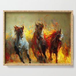 Flaming Horses Serving Tray