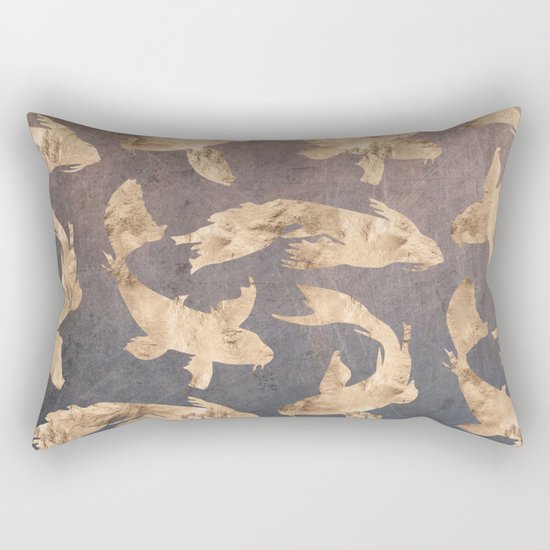 Koi at dusk - scratched leather Rectangular Pillow