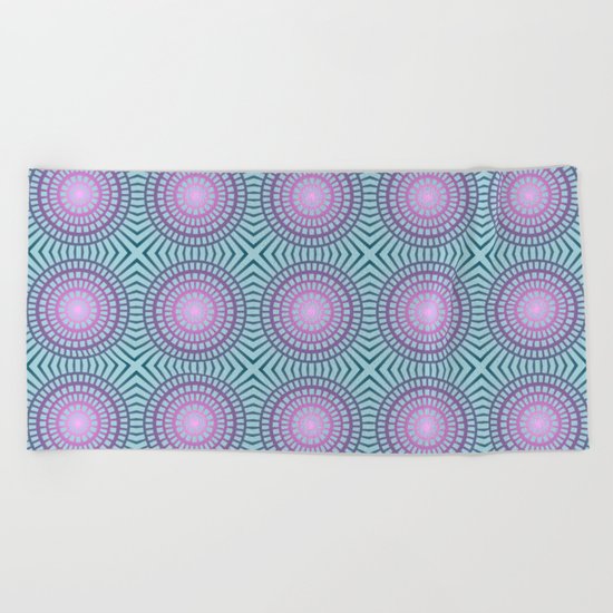 Candy illusion mandala Beach Towel