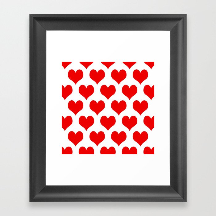 Holidaze Love Hearts Red Framed Art Print
