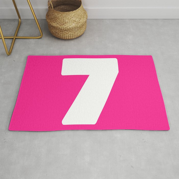 7 (White & Dark Pink Number) Rug