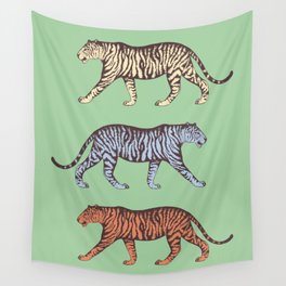 Tigers (Sage Green Palette) Wall Tapestry