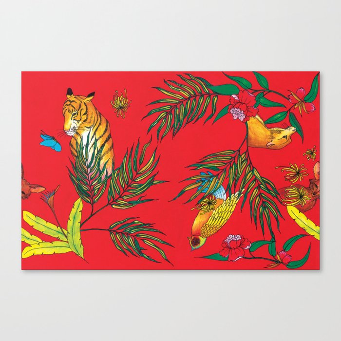 RED TIGER PATTERN Canvas Print