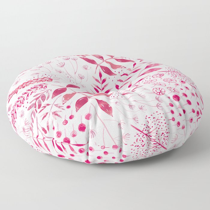 Leafy Greens : Pink Floor Pillow