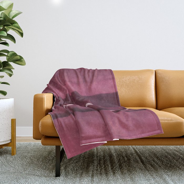 Abstract Hand painted Burgundy Watercolor Brushstrokes Throw Blanket