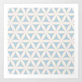 Flower of Life, Sacred Geometry / Ivory and Baby Blue Shades Art Print