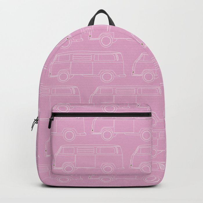 All Pink Retro Camper Van Pattern Backpack