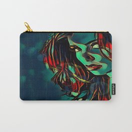 Rainy Carry-All Pouch | Gorgeous, Beautiful, Face, Dots, Pop Art, Rainy, Woman, Hair, Sultry, Red 
