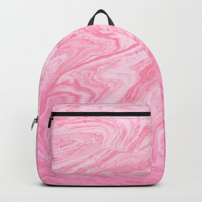 bright pink marbleized effect marble painting Backpack