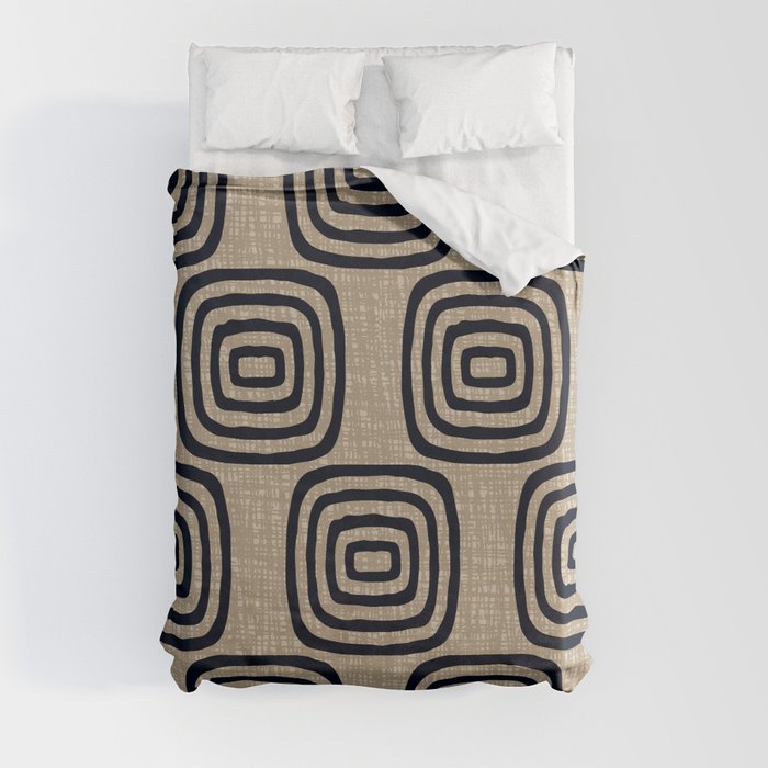 Mud Cloth Concentric Pattern 771 Black and Beige Duvet Cover