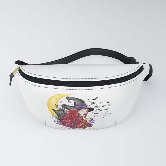 Cute red haired witch with cat Halloween Fanny Pack