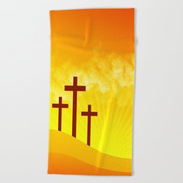 Crucifixion of Jesus Christ Sunset Beach Towel