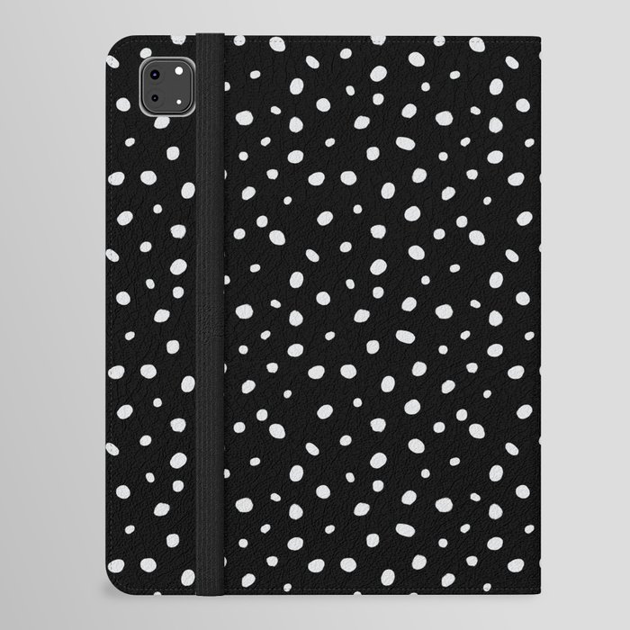 Hand-Drawn Dots – White on Black iPad Folio Case