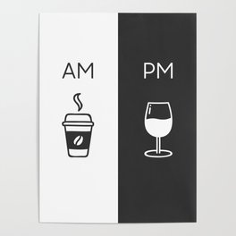 Am Pm - Kitchen poster - Coffee & Wine Decor - Home decor - Wall art - Am Pm sign - Wine sign Poster
