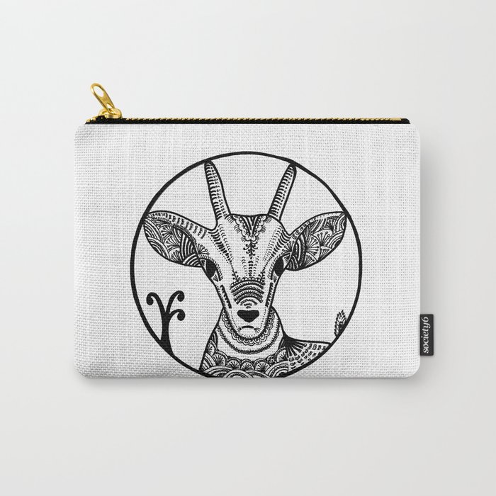Deer illustration B&W Boho Paisley antler Carry-All Pouch