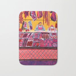Meat Counter Bath Mat | Mince, Pink, Drawing, Proust, Red, Flesh, Pate, Funny, Drumsticks, Illustration 