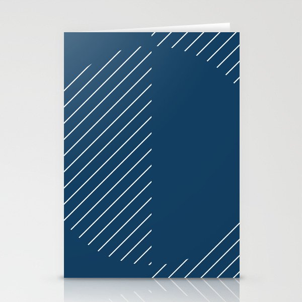 Stripes Circles Squares Mid-Century Checkerboard Blue White Stationery Cards
