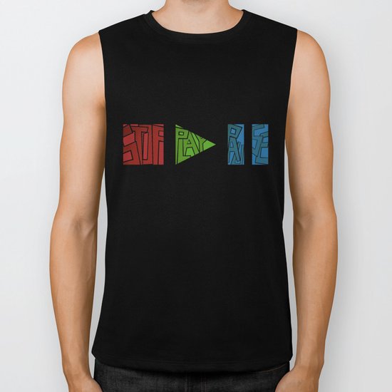 stop - play - pause Biker Tank