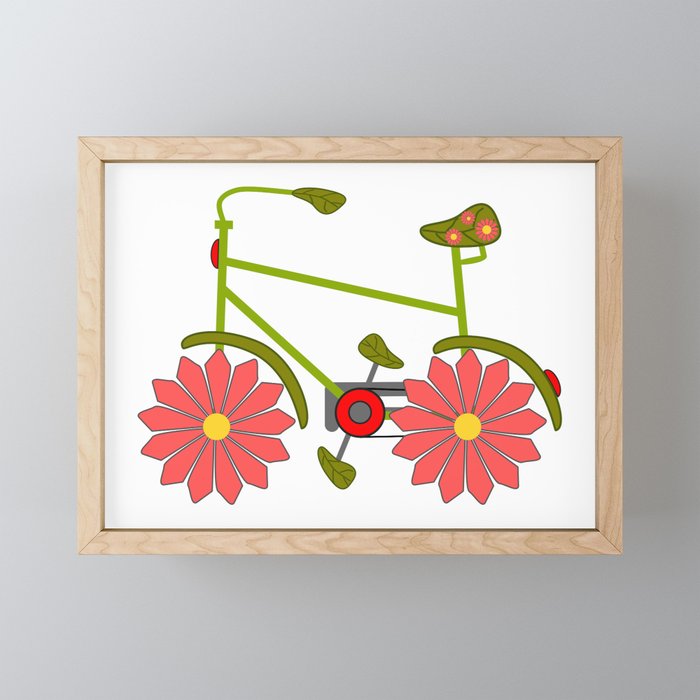 Flower wheel bike Framed Mini Art Print
