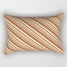 [ Thumbnail: Sienna and Light Yellow Colored Stripes Pattern Rectangular Pillow ]