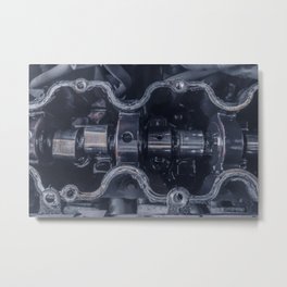 Car Engine Inside View Close up, Top View of Engine Inside. Metal Print