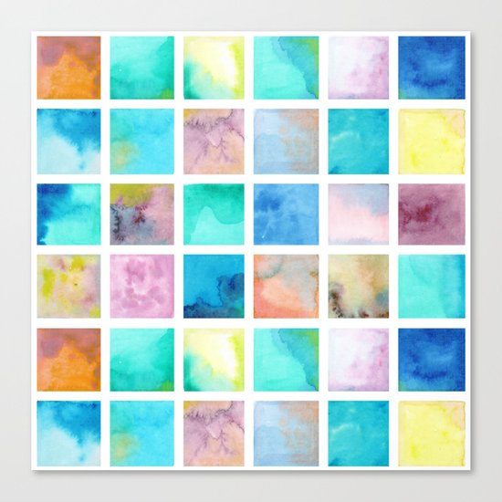Watercolor pattern Squares . Canvas Print