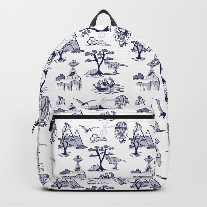 Bad Day Toile pattern in Traditional Blue and White Backpack