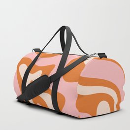 Liquid Swirl Retro Abstract Pattern in Orange Pink Cream Duffle Bag