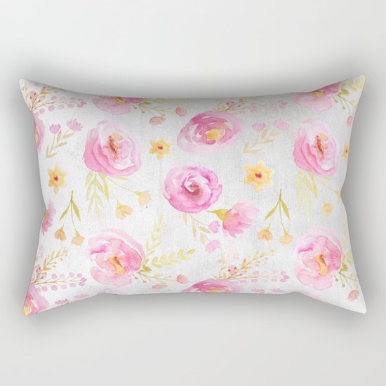 Delicate Poppy Pattern Rectangular Pillow
