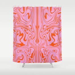 Abstract Retro Pink and Orange 70s Swirl Shower Curtain