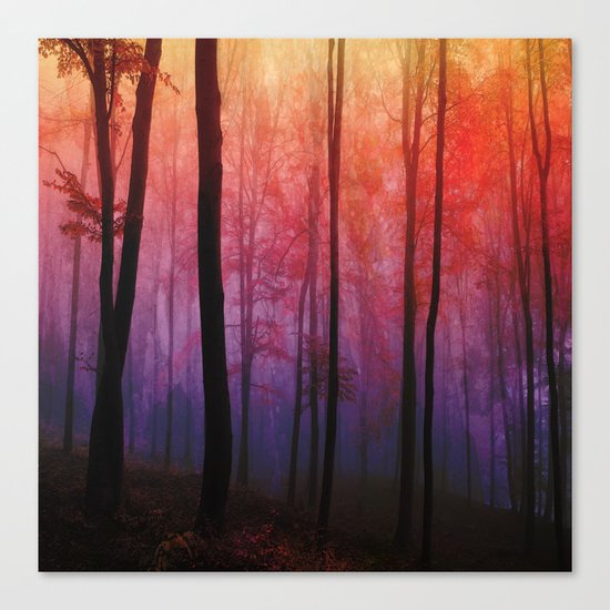 Whispering Woods, Colorful Landscape Art Canvas Print