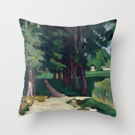Paul Cézanne The Avenue at the Jas de Bouffan Throw Pillow | Green, Nature, Forest, Painting, Oil, Landscape, Road, Jasdebouffan, Impressionism, Natural 