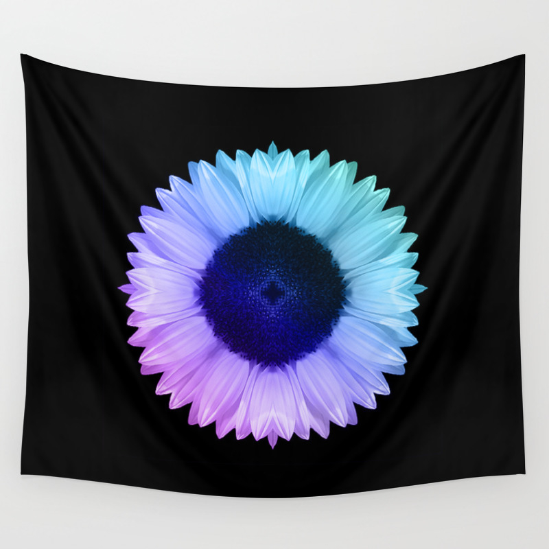 Iridescent Geometric Sunflower Decor Symmetrical Flowers Pink Purple Blue Nature Bohemian Style Wall Tapestry By Nononsense Society6