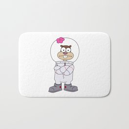 Squirrel Sandy Cheeks from Spongebob stands with his hands folded. meme 2023 Bath Mat