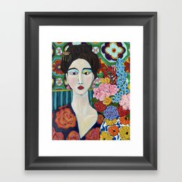 Woman with hairpin Framed Art Print