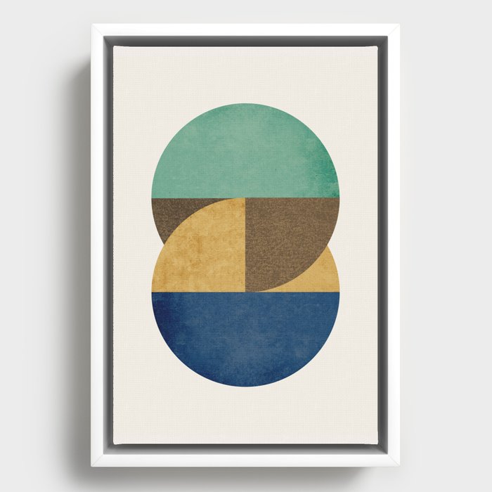 Circle color pieces abstract geometric Framed Canvas