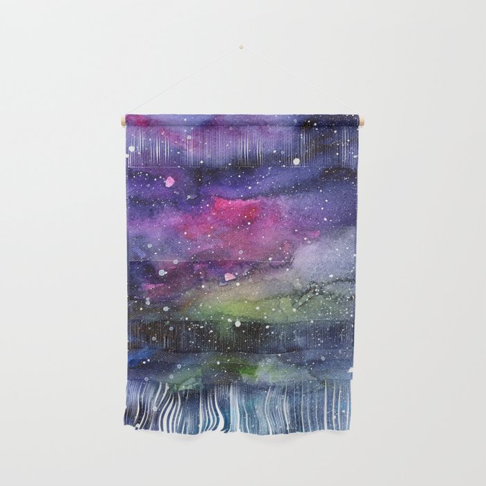 Galaxy Watercolor Night Sky Painting Nebula Art Wall Hanging By
