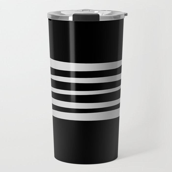 Inkaa - Black and White Colourful Summer Retro Ink Stripes Design Travel Mug
