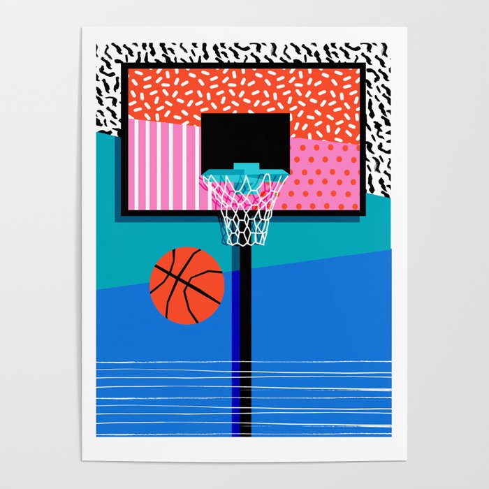 All Day - memphis art print, retro art print, 80s, basketball, basketball art print Poster