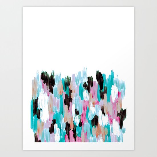 Turqoise Abstract Brushstrokes Art Print