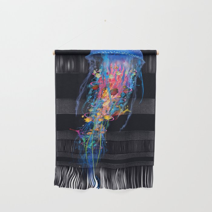Electric Blue Jellyfish World Wall Hanging