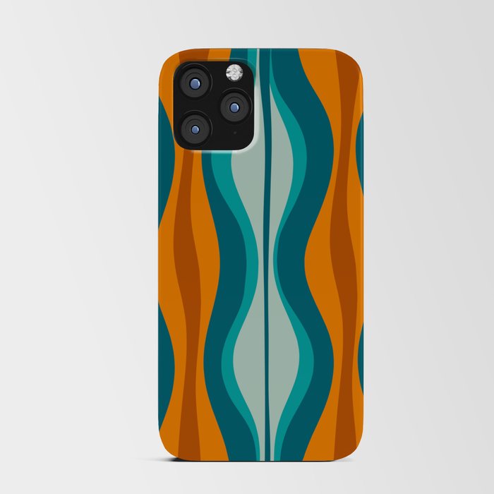 Hourglass Mid Century Modern Abstract Pattern in Turquoise, Aqua, Orange, and Rust iPhone Card Case