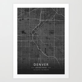 Denver, United States - Dark Map Art Print