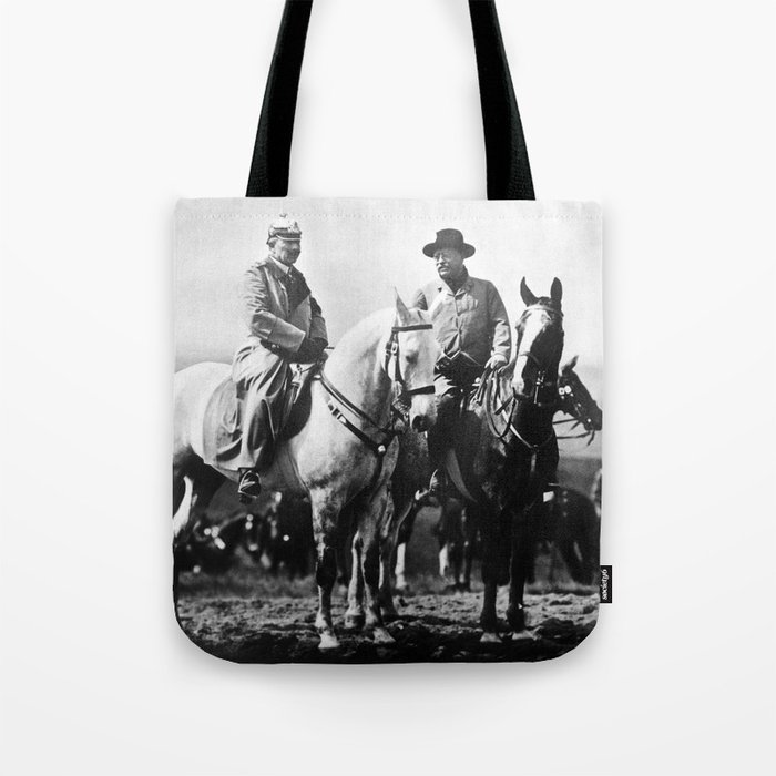 Teddy Roosevelt and Kaiser Wilhelm II On Horseback - 1910 Tote Bag