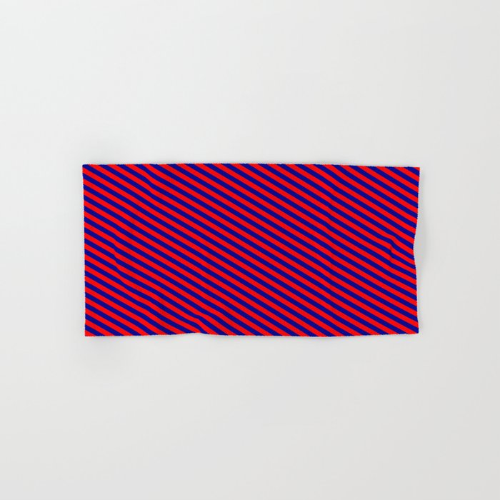 Dark Blue and Red Colored Pattern of Stripes Hand & Bath Towel