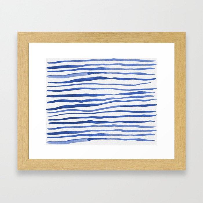 Irregular watercolor lines - blue Framed Art Print