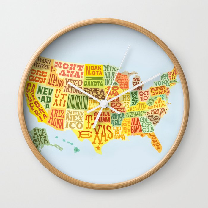 United States of America Map Wall Clock